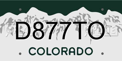 D877TO Colorado License Plate