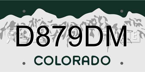 D879DM Colorado License Plate