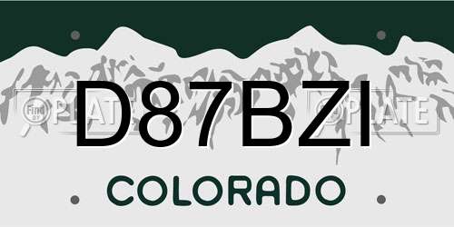 D87BZI Colorado License Plate