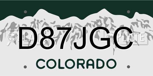 D87JGC Colorado License Plate