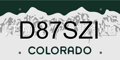 D87SZI Colorado License Plate