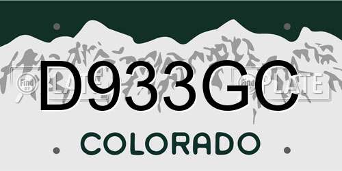 D933GC Colorado License Plate