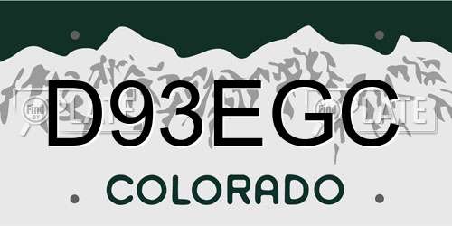 D93EGC Colorado License Plate