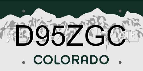 D95ZGC Colorado License Plate