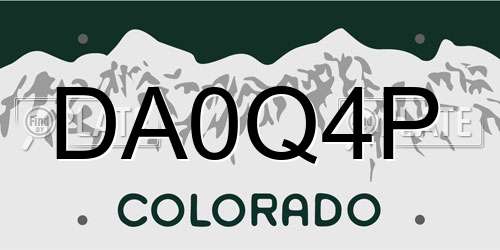 DA0Q4P Colorado License Plate