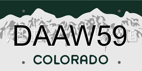 DAAW59 Colorado License Plate