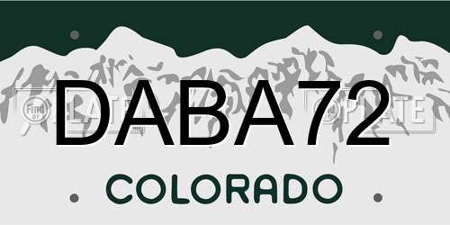 DABA72 Colorado License Plate
