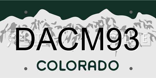 DACM93 Colorado License Plate