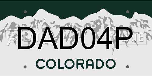 DAD04P Colorado License Plate
