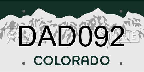 DAD092 Colorado License Plate