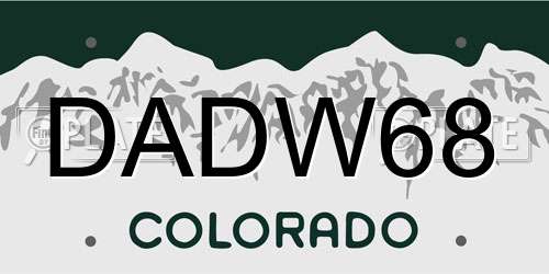 DADW68 Colorado License Plate