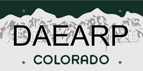DAEARP Colorado License Plate