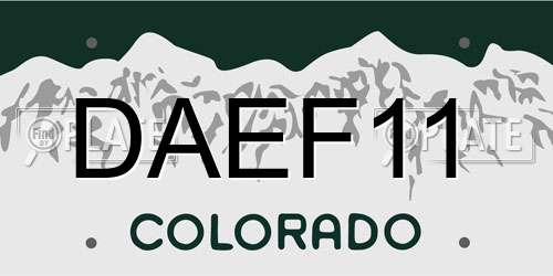DAEF11 Colorado License Plate