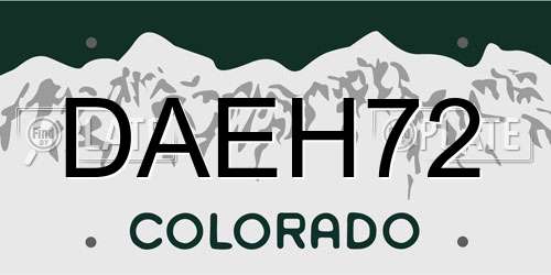 DAEH72 Colorado License Plate