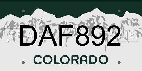 DAF892 Colorado License Plate