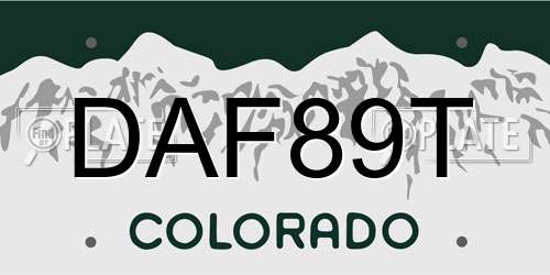 DAF89T Colorado License Plate