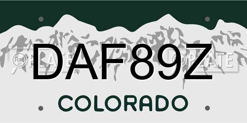 DAF89Z Colorado License Plate