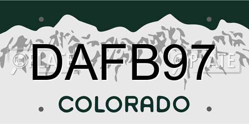 DAFB97 Colorado License Plate