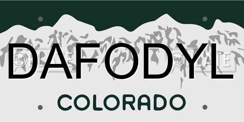 DAFODYL Colorado License Plate