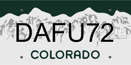 DAFU72 Colorado License Plate