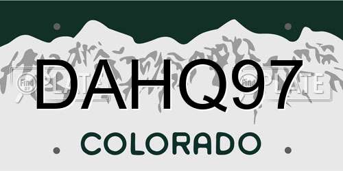 DAHQ97 Colorado License Plate
