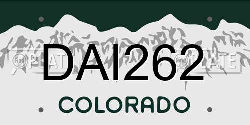 DAI262 Colorado License Plate