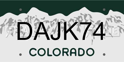 DAJK74 Colorado License Plate