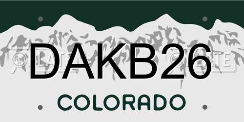 DAKB26 Colorado License Plate