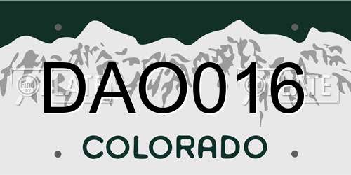 DAO016 Colorado License Plate