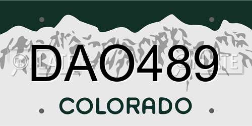 DAO489 Colorado License Plate