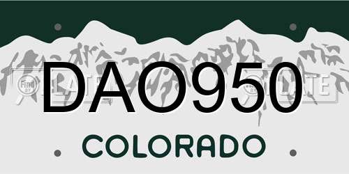 DAO950 Colorado License Plate