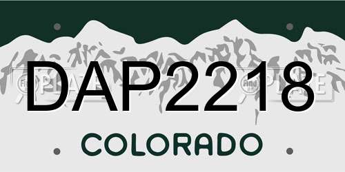 DAP2218 Colorado License Plate