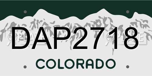 DAP2718 Colorado License Plate