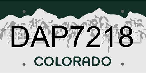 DAP7218 Colorado License Plate