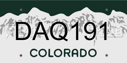 DAQ191 Colorado License Plate