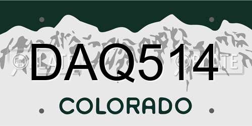 DAQ514 Colorado License Plate