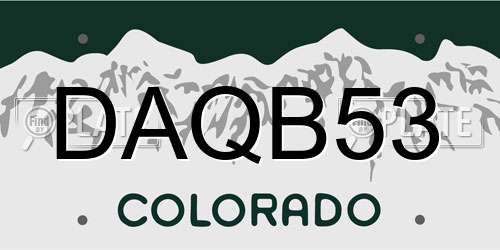 DAQB53 Colorado License Plate
