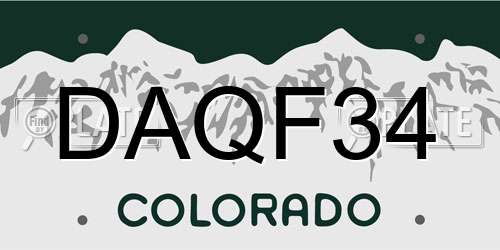 DAQF34 Colorado License Plate
