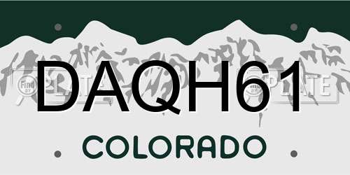 DAQH61 Colorado License Plate