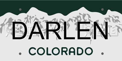 DARLEN Colorado License Plate