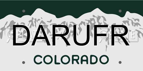 DARUFR Colorado License Plate