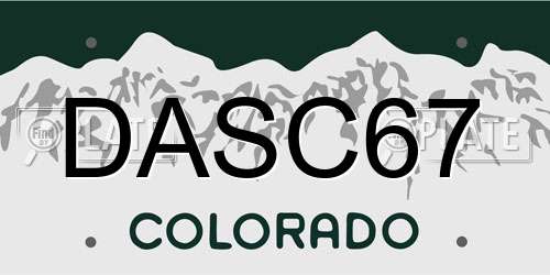 DASC67 Colorado License Plate