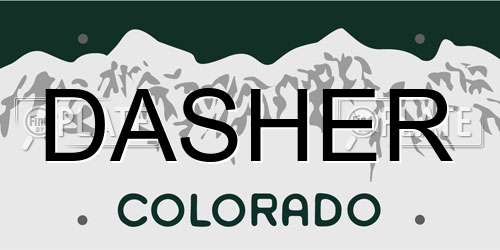 DASHER Colorado License Plate