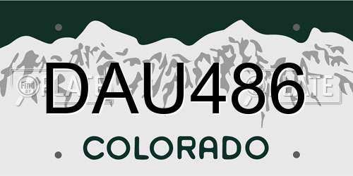 DAU486 Colorado License Plate