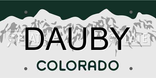 DAUBY Colorado License Plate