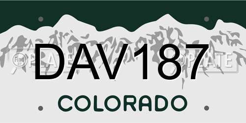 DAV187 Colorado License Plate