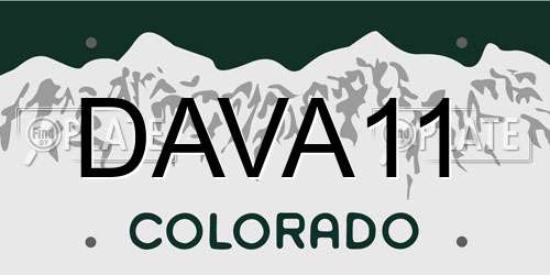 DAVA11 Colorado License Plate