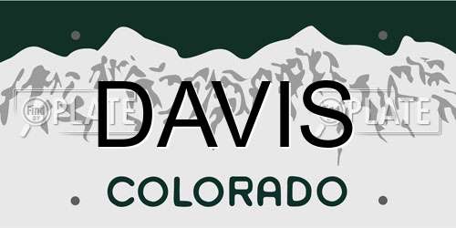 DAVIS Colorado License Plate