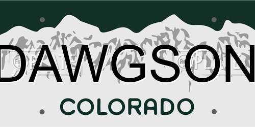 DAWGSON Colorado License Plate