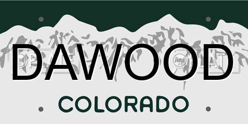 DAWOOD Colorado License Plate
